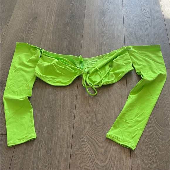 Skims Swim Long Sleeve Bikini Top - Neon Green Size XL NWOT - Picture 4 of 8